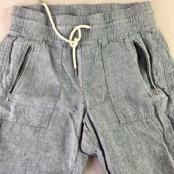 Athleta Cabo Linen Jogger Pants Womens 2 Chambray Blue Drawstring 530642 - Picture 13 of 14